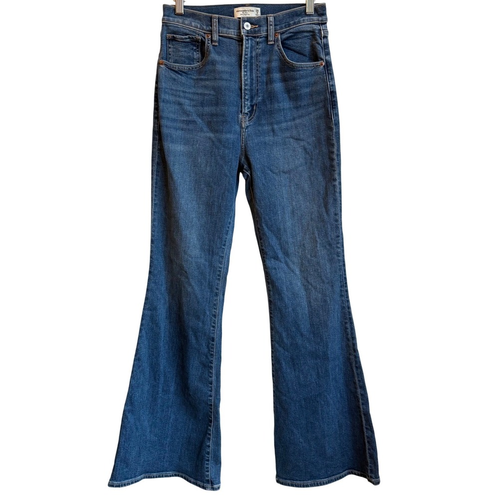 Abercrombie & Fitch The Flare Ultra High Rise Size 29 Medium Blue Boho
